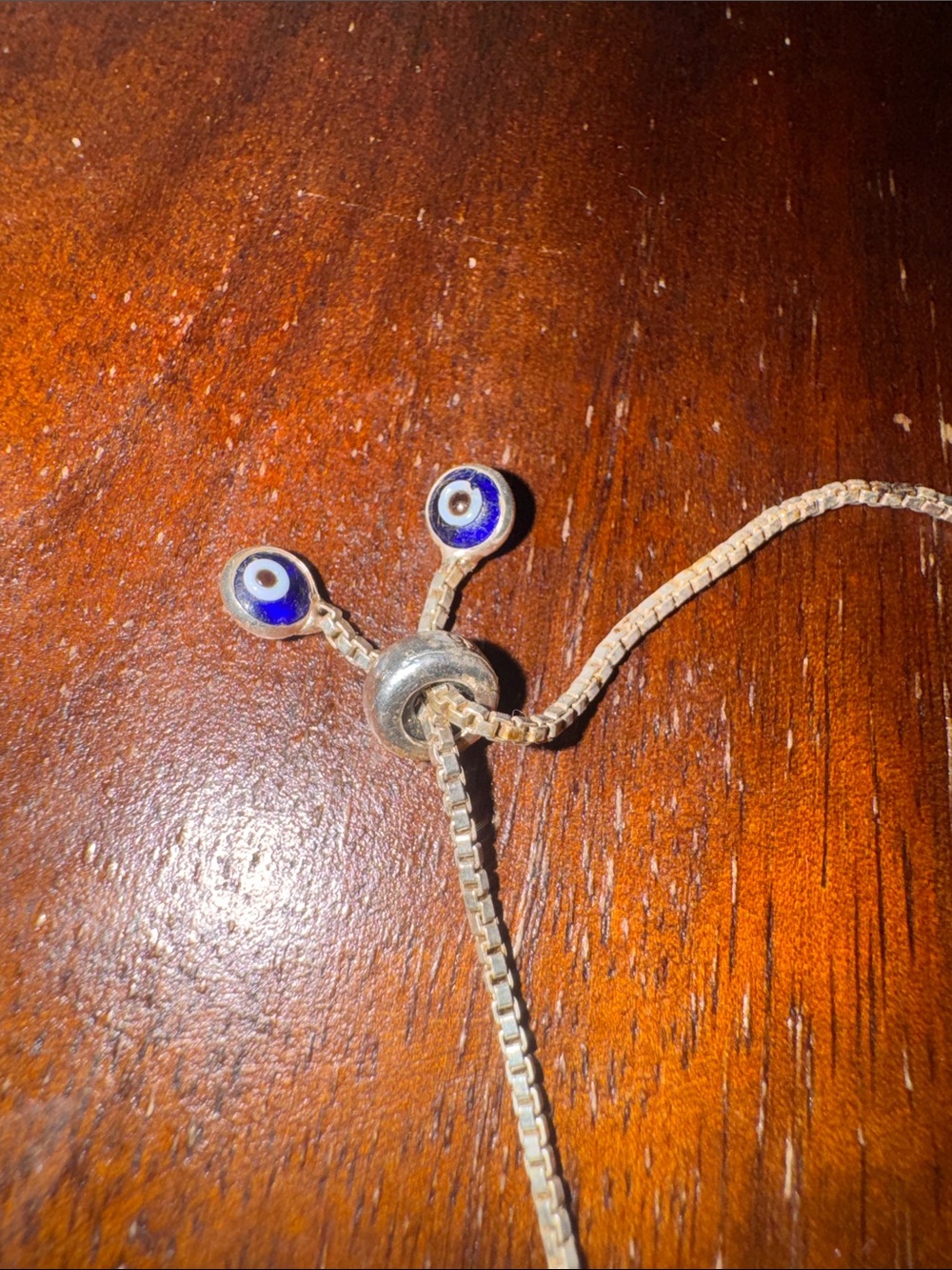 Sterling Silver Evil Eye Blue Beaded Adjustable Bracelet - Women Jewelry - Picture 3 of 6